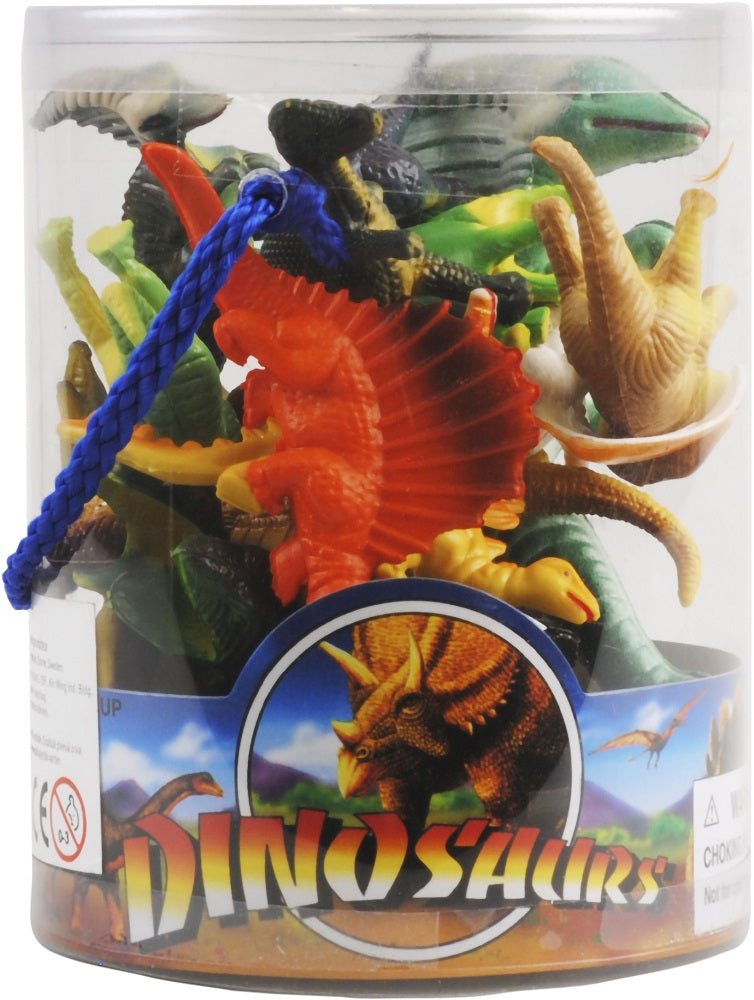 17 dinosauriefigurer i en burk